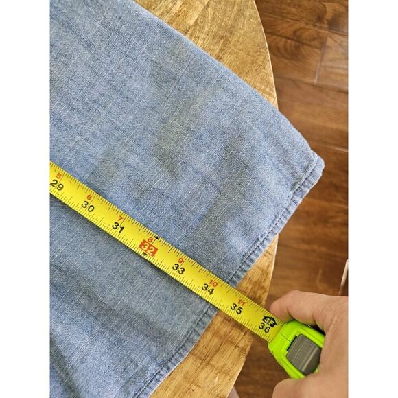 J. Crew Chambray 3/4 Length Ruffle Flare Dress Women's Size 0 Shift Coastal - Picture 6 of 11